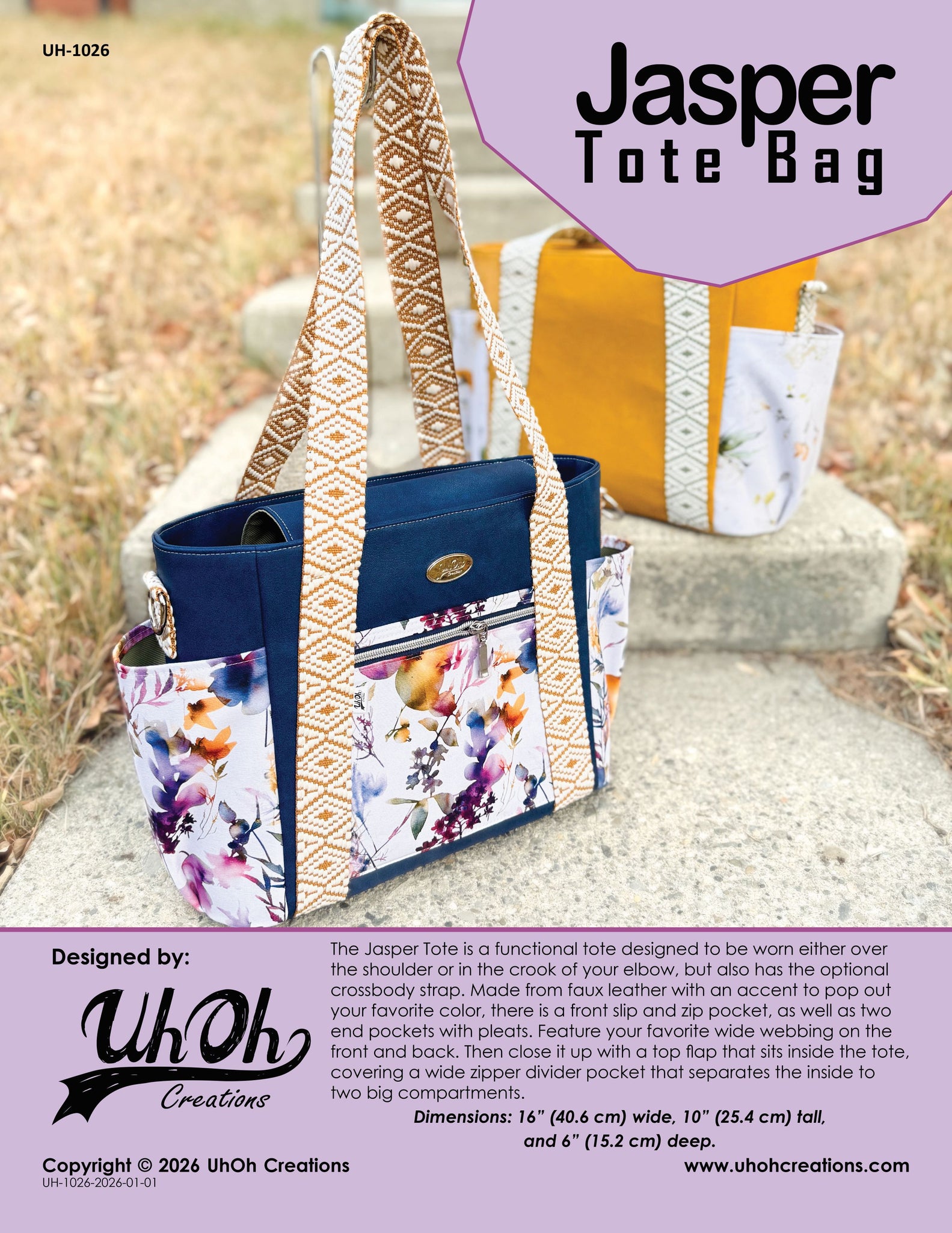 Jasper Tote Bag Pattern - PDF Download – UhOh Creations